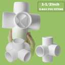 7 x 6Pack 5 Way PVC Fittings 1-1/2Inch, SCH40 Furniture Grade Elbow Fittings for 1-1/2Inch PVC Pipe, Elbow Pipe Fitting Connector for Garden Enclosures Dog Agility Jumps Greenhouse