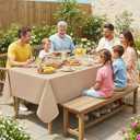 Smiry Rectangle Table Cloth, Waterproof Vinyl Tablecloths with Flannel Backing, Wipeable Spillproof Plastic Wood Grain Table Cover for Dining, Indoor and Outdoor (Beige, 60 "x 84")