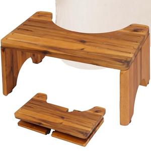 NABYTOK Acacia Toilet Stool Foldable, Stool for Adults, Kids, Seniors, Elderly, Travel Portable Collapsible Poop Stool for Bathroom, Safe and Convenient for Everyone