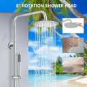 Rain Shower System Outdoor Shower Fixtures with 8" Rain Shower Head Handheld Sprayer Single Handle Wall Mounted Bathroom Shower Faucet Set Brushed Nickel for Bathroom or Backyard, Two Modes 