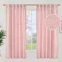 BGment Light Pink Linen Curtains 63 Inch Length for Windows 2 Panels - Rod Pocket Light Filtering Drapes Textured Privacy for Girls Bedroom/Nursery/Living Room Decorative Back Tab, 42 X 63 Inch