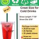 20 oz Clear Plastic Cups with Lids and Straws, Disposable Coffee Cups 25 Sets