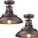 FEMILA Industrial Semi Flush Mount Light Fixture, 12" Farmhouse Ceiling Light Fixture for Porch, Hallway, Kitchen, Bedroom, 2 Pack, Oil Rubbed Bronze, 4FY15-F-2PK ORB
