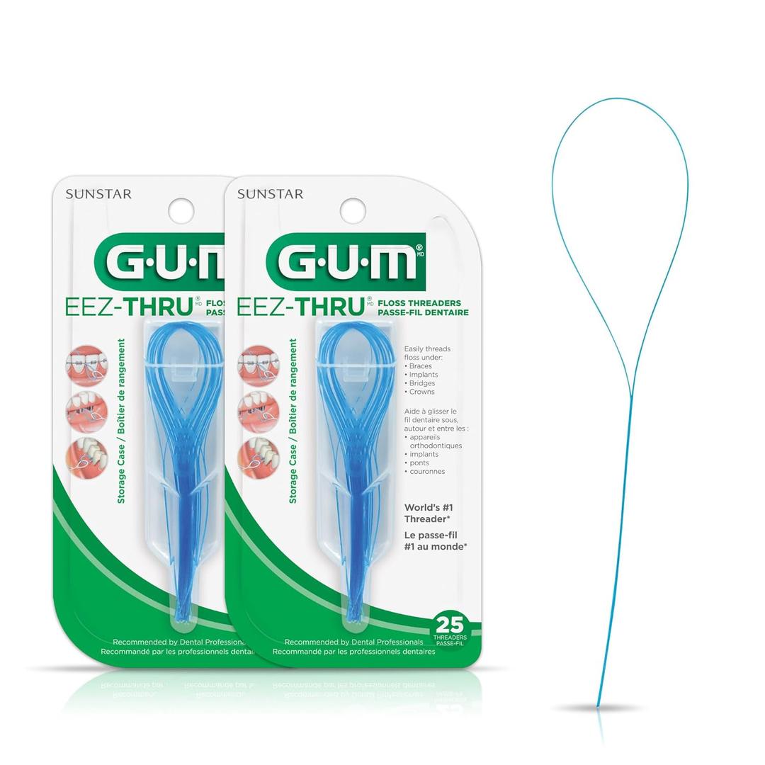 GUM EEZ-Thru Floss Threaders, Dental Flossers for Braces, Bridges, & Implants