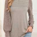 Womens Long Sleeve Fall Casual Blouses Tunic Tops for Leggings (Medium, Khaki)