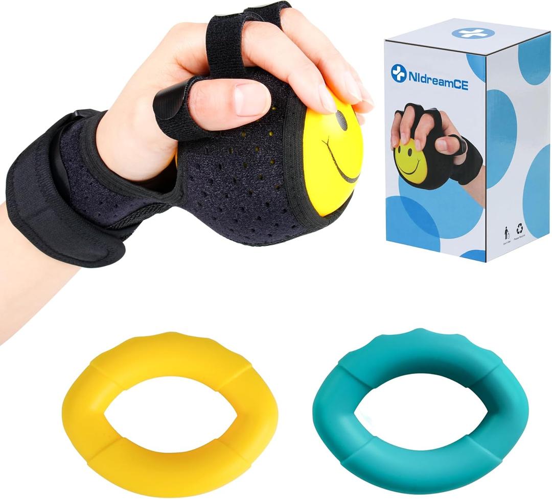 Anti Spasticity Ball Splint Stroke Therapy Equipment for Adults Hand Orthosis Brace for Recovery Spasm Dystonia Hemiplegia Training Functional Impairment