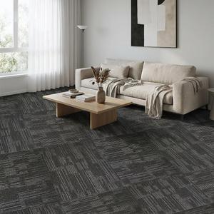 Commercial Carpet Tiles 24"x24" 18 PCS (72 Sq Ft) Heavy Duty Carpet Squares with Non-Slip Backing, Modular Floor Tiles for Office, Basement, Home (Dark Gray)