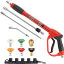 Tool Daily Pressure Washer Gun with Replacement Wand, 17 Inch Power Washer Extension Wand, 30 Curved Rod, 5 Nozzle Tips, 4000 PSI
