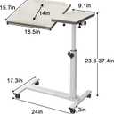 TigerDad Over Bed Table with Wheels Adjustable | Rolling Laptop Table Overbed Desk Hospital Tray Table Sofa Chair Side Table for Home Office (White)