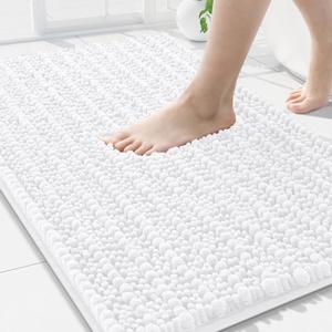 Arotive Luxury Chenille Bathroom Rug Mat, Extra Soft Thick Absorbent Shaggy Bath Rugs, Non-Slip Machine Wash Dry, Plush Bath Mats for Bathroom, Shower and Tub, 36x24, White