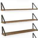 Wallniture Ponza 24" Floating Bookshelf, Wood Floating Shelves for Wall Storage, Rustic Wall Shelves for Bedroom, Living Room, Bathroom, Kitchen Set of 5, 24"x4.5"