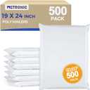 Metronic Poly Mailers 19x24 500Pcs Large Shipping Bags for Clothes,Heavy Duty Shipping Envelopes Bulk for Small Business,Strong Adhesive Self-Seal Plastic Mailing Bags for E-Commerce Packaging, White