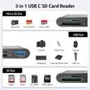 Acer SD Card Reader USB C, 3 in 1 Memory Card Reader with Dual Slots & USB 3.0, Micro SD Card Adapter for iPhone 17/16/15 Compatible with Camera, Android, MacBook Neo/Pro/Air, Laptop