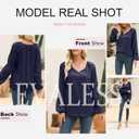 EVALESS Womens Tops Dressy Casual V Neck Long Sleeve Hollow Out Embroidered Blouses Shirts Spring Summer Outfits 2025 (Black, S)