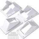 4 Pack 2" x 3.5" Vinyl Fence Stair Railing Brackets Kit with Screws Porch and Deck Bracket Parts Top and Bottom Classic Brackets Set for Decking Railing