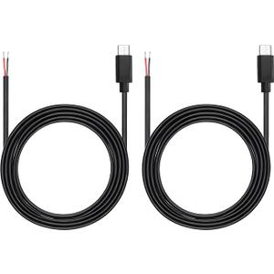 USB Type-C 2 Pin Bare Wire Cable,5V 3A 22AWG USB C Male Plug to 2 Pin Open End Pigtail Extension Power Cable for DIY Equipment Installed Replace Repair-1M/3.3FT (2PCS)