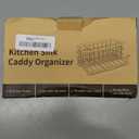 HapiRm Kitchen Sink Organizer, SUS304 Stainless Steel Rustproof Multifunctional Large Sink Caddy with Sponge Holder and Drain Tray for Kitchen Countertop (Silver)