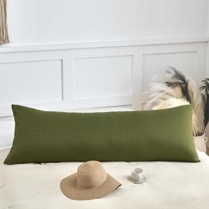 TSUTOMI Soft Waffle Weave Body Pillowcase 20" x 54", No Insert, Breathable & Skin-Friendly Body Pillow Sham, Decorative Waffle Weave Pillow Cover, Green 