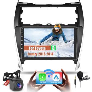 2+64GB Wireless Carplay Radio Android 13 for Toyota Camry 2012-2014 Fuluku with Carplay Android Auto, 10.1 Inch Touch Screen Car Stereo GPS/WiFi/32EQ DSP/Bluetooth 5.0/SWC/Mic Backup Cam