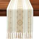 6 x OTOSTAR Khaki Table Runner 13x72 Inches Boho Rustic Table Runner with Tassels Farmhouse Kitchen Dining Macrame Table Decoration for Christmas Home Wedding Party Birthday Holiday Decor (Khaki)