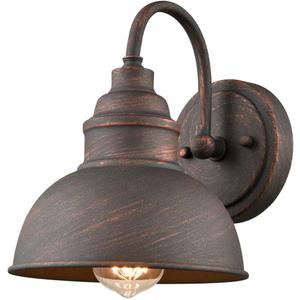 DIRYZON EUL Rustic Gooseneck Wall Sconce Outdoor/Indoor Farmhouse Porch Light 1-Light Barn Bedside Wall Light in Antique Copper Finish for Patio Front Door (1-Pack)