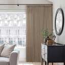 TWODRAPES Pinch Pleated Neutral Linen Curtains 2 Panels Set Living Room Dining Pinch Pleat Back Tab Light Filtering Farmhouse Boho Retro Window Curtain Drapes 84 Inch Length Latte Tan Brown