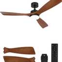 VONLUCE Ceiling Fans with Lights, 52 Inch Ceiling Fan and Remote, 6 Speed Reversible Noiseless DC Motor, 3CCT, Wood Ceiling Fan for Outdoor Indoor Farmhouse Patios, Walnut