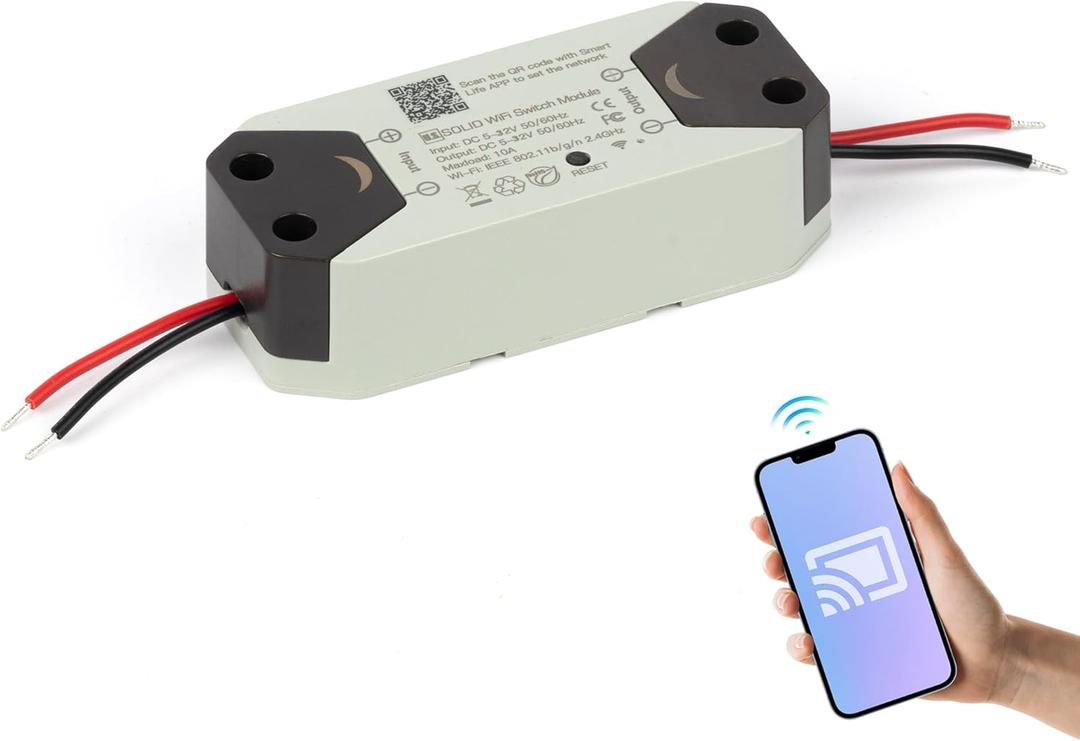 U.S. Solid WiFi Switch Module, DC 5~32V, Wireless Remote Voice Automatic Controller Compatible with Alexa/Google Home iPhone/Android App, Gray
