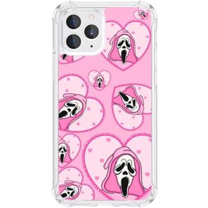 Seconddog Cute Skull Skeleton Clear Case Compatible with iPhone 16 Pro Max, Horror Unique Pink Halloween Ghost Pattern Design Case for Teens Men and Women