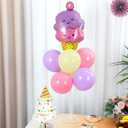 Ice Cream Party Balloons Stand Kit 2 Sets with 2 Macaron Ice Cream Foil Balloons Pastel Sweet One Birthday Balloon Centerpiece for Tables for Girl Birthday Valentine's Day Baby Shower Party Decoration