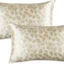 Satin Pillowcase for Hair and Skin Leopard Print Silky Satin Pillowcase 2 Pack Standard Size Pillow Cases Set of 2 Cooling Silky Pillow Cover with Envelope Closure (20x26 inches, Champagne)