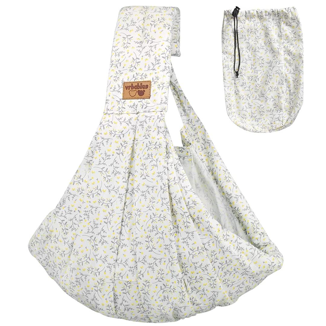 Baby Sling Carrier Newborn, Adjustable Easy Wearing Baby Nursing Warp Sling, New Mom Dad Soft Cotton Baby Front Holder Carrier for Infant Toddler Life Travel Essential Gifts (Yellow Flower)