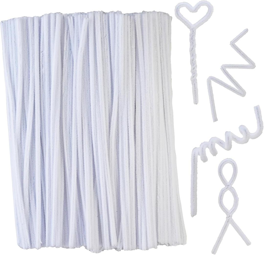 Qirimoi White Pipe Cleaners Craft Pipe Cleaners Bulk Pipecleaners Crafts Supplies，200Pcs White