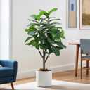 Yepdin Artificial Fiddle Leaf Fig Tree, 4 FT Tall Fake Ficus Lyrata with Pot, Faux Silk Plants Indoor, Realistic Artificial Plants Decor for Home Office Living Room Decor Indoor Outdoor