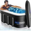 Upgraded 175 Gal XXL Large Oval Ice Bath with Air Ring, Multi-Layered Portable Cold Plunge Tub for Athletes, Foldable & Inflatable Cold Tub Recovery at Home, Outdoors,Gym Use Bathtubs.