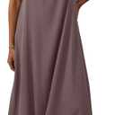 Lepunuo Summer Dresses for Women Casual Maxi Dresses Contrast Spaghetti Strap Sundresses Sexy Backless Dress, Medium (A - Purple Pink)