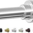 Mcrbeay Shower Curtain Rod, 1" Diameter Heavy Duty Tension Shower Rod, Non Slip Adjustable 28-74 inch No Drilling Shower Curtain Rods Spring Tension For Bathroom, Shower Stall, No Rust, Silver