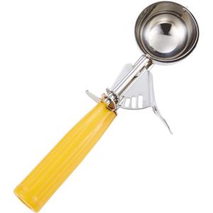 Saebye Portion Scoop - #20 (1.5 oz) - Disher, Cookie Scoop, Ice Cream Scoop - Portion Control - 18/8 Stainless Steel, Yellow Handle, For Cookie, Ice Cream, Meatball, Muffin, Cupcake, Protein Balls