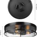 16 Inch Large Flush Mount Ceiling Light Fixture with Seeded Glass, Black Round Ceiling Lamp Shade, Modern Farmhouse Indoor Outdoor Ceiling Lighting for Kitchen Dining Living Room Foyer