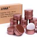 3 Ounce Tins Cans 3 Oz. Tins Containers Round Tins Metal with Lids Aluminum Metal Containers Metal Tins Jars for Balm,Candy,Salve,Candles,Pack of 20(Rosy Brown)