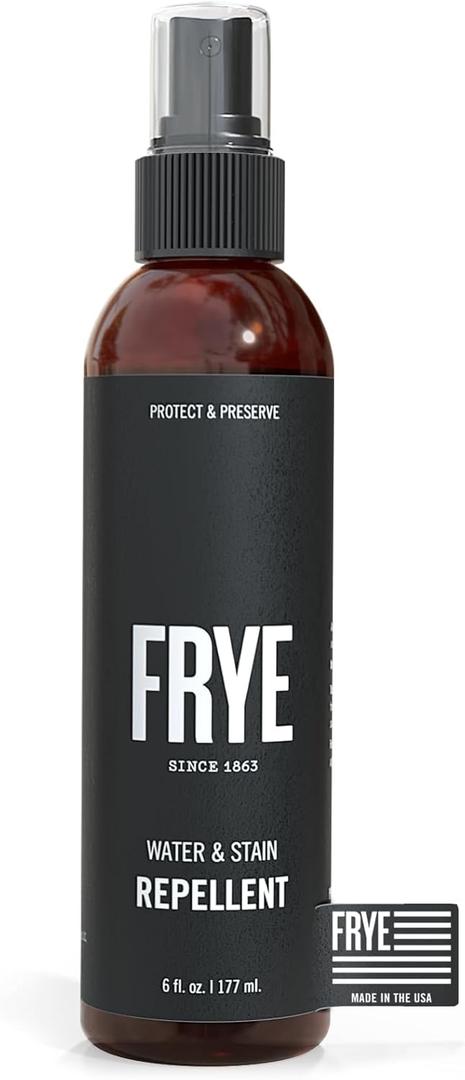Frye Leather Water & Stain Repellent 6oz Spray Non-Aerosol, Made in USA Protects Leather, Suede & Nubuck Shields Against Water, Rain, Salt & Spills Safe on All Colors