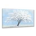 SENROLAN Cherry Blossom Tree Canvas Wall Art 40x20 Inch, Blue Sky White Blossom Nature Wall Decor, Hand-Textured Canvas Print, Ready to Hang for Living Room Bedroom