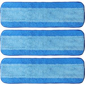 3 Pack Microfiber Cleaning Pads for Bona Mop, Reusable Microfiber Mop Pads for 18 Inch Mop, Hardwood Floor Replacement Cleaning Mop Pads, Machine Washes