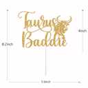 2 x Taurus Baddie Cake Topper, Taurus Birthday Cake Topper, April May Birthday Decorations, Constellation Party Decor, Zodiac Horoscope Bday Party Decorations Gold Glitter