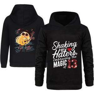 The Cotton Cartoon Hoodie Hooded Pullover Sweatshirt, Cute Clothes Hoodies (Black)