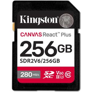 Kingston 256GB Canvas React Plus SD Card | Up to 280MB/s | High Performance Photography | Class 10 UHS-II U3 V60 | SDR2V6/256GB (Black)