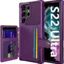 Wallet Case for Samsung Galaxy S22 Ultra, Compatible with Magnetic Car Mount, Heavy Duty Shockproof Rugged Soft TPU Back Leather Flip Credit Card Holder Cover 6.8 inch, Purple