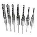 7Pcs Square Drill Bits Tools Round Handle Woodworking Hole Saw and Tenon Chisel Set Drill Bits Sizes 9/16 in 1/2 in 2/5 in 3/8 in 5/16 in 1/4 in 6/25 in
