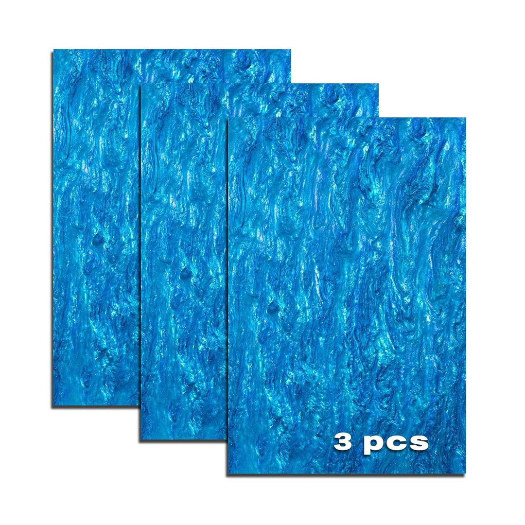 Pearl Cast Acrylic Sheets Pearlescent Glitter Acrylic Sheet 1/8 Thickness Acrylic Sheets for Laser Cutting for Art Design Crafting DIY Home Festival Decore (3, Blue, 8x12 Inch)