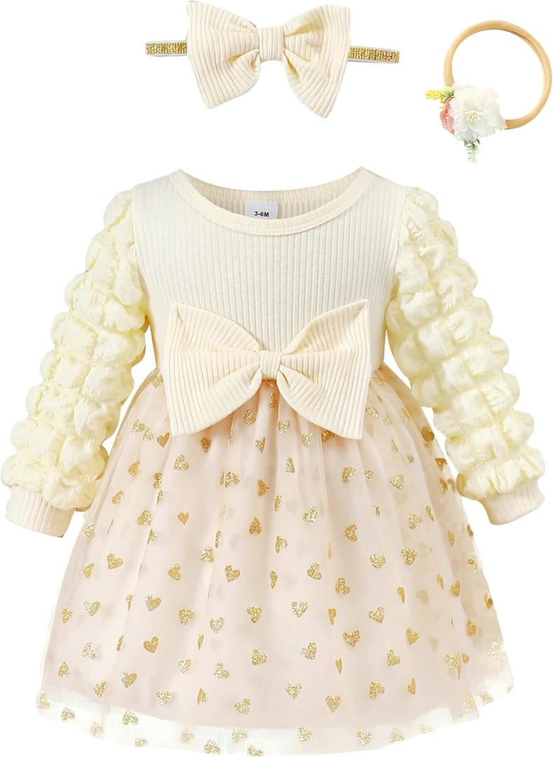 Toddler Baby Girl Dress Infant Girl Clothes Outfits Tulle Dresses Princess Wedding Dress for Baby Girls 3M to 3 Year (Yellow)